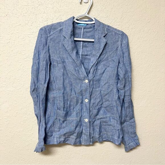J. McLaughlin Button Up Long Sleeve Jacket Blazer 100% Linen Womens Size 0 - Picture 1 of 6